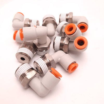 New Lot of 9 SMC KQ2L07-36S-X2 Male Elbow Connector Fitting, 1/4" One Touch, 3/8"NPT
