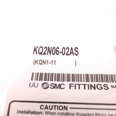 New – Open box Lot of 9 SMC KQ2N06-02AS Plug-In Male Adapter Fitting, 6mm Tube, R1/4 Thread