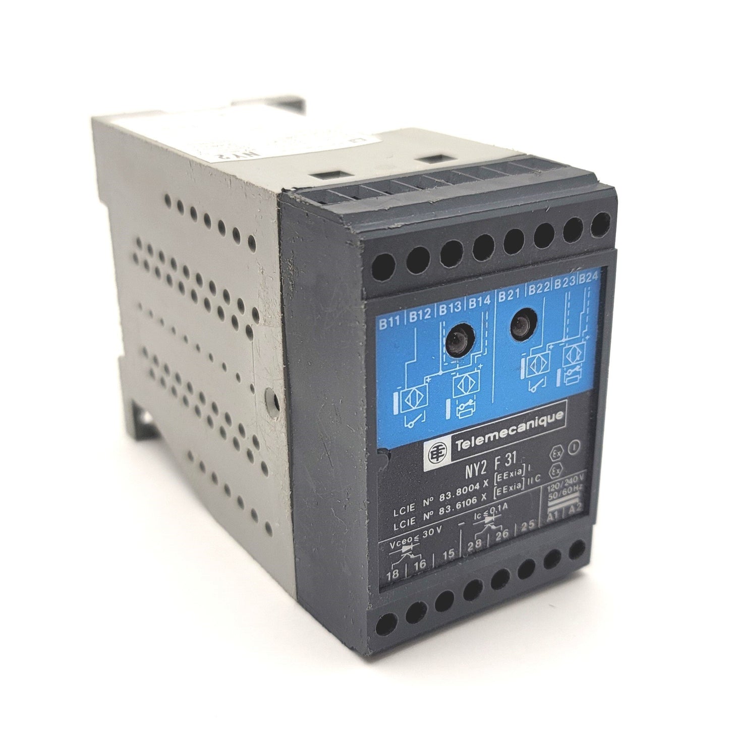 Used Telemecanique NY2-F31 Intrinsically Safe Barrier Relay Dual Channel 120/240VAC