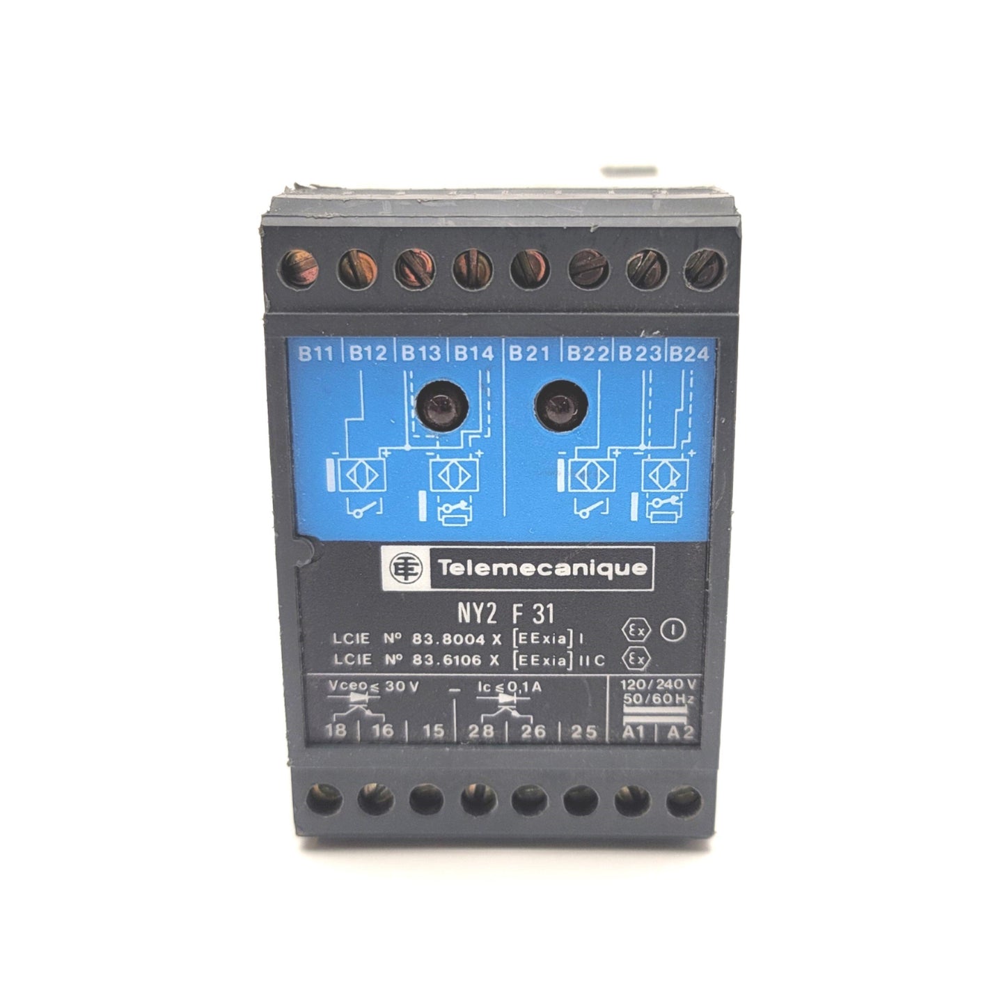 Used Telemecanique NY2-F31 Intrinsically Safe Barrier Relay Dual Channel 120/240VAC