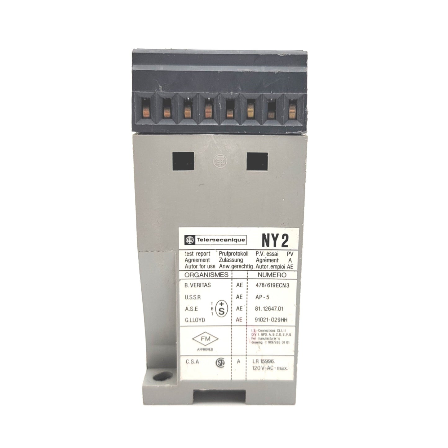 Used Telemecanique NY2-F31 Intrinsically Safe Barrier Relay Dual Channel 120/240VAC