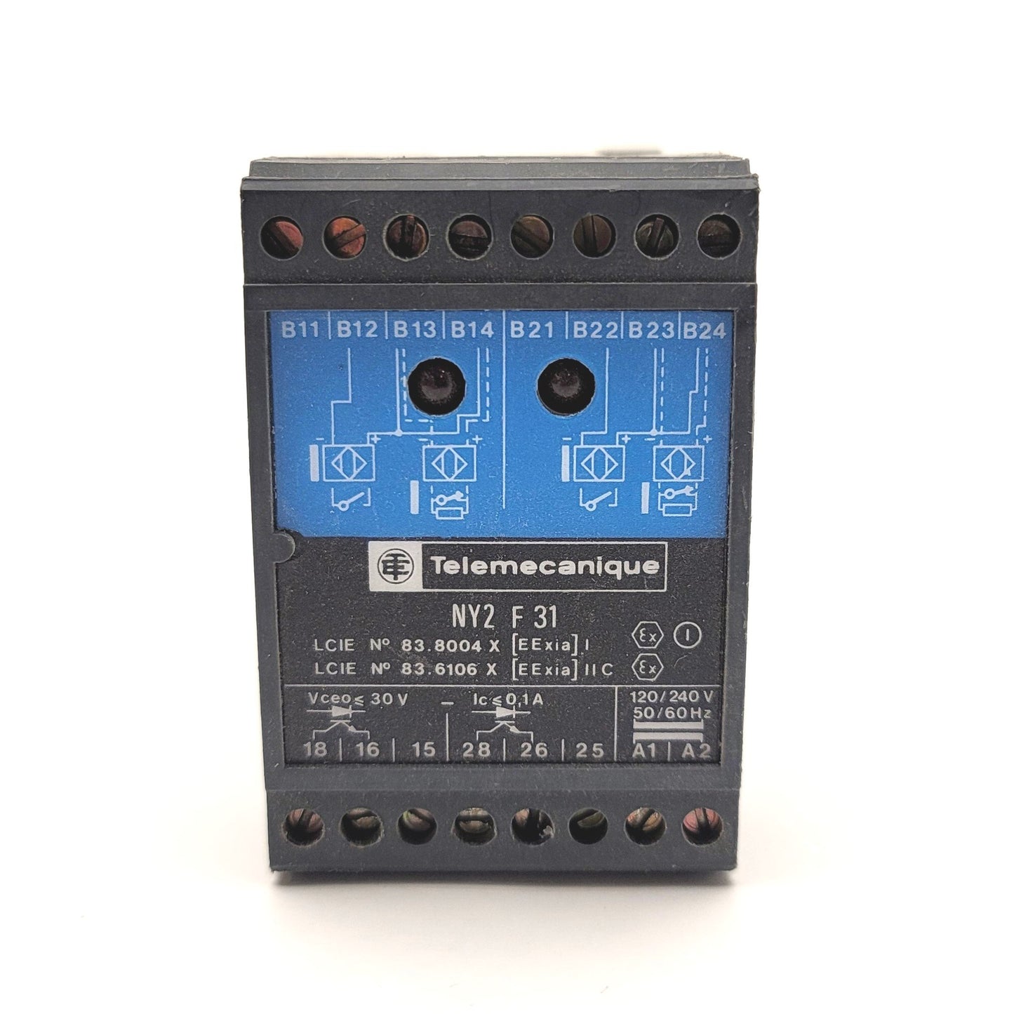 Used Telemecanique NY2-F31 Intrinsically Safe Barrier Relay Dual Channel, 120/240VAC