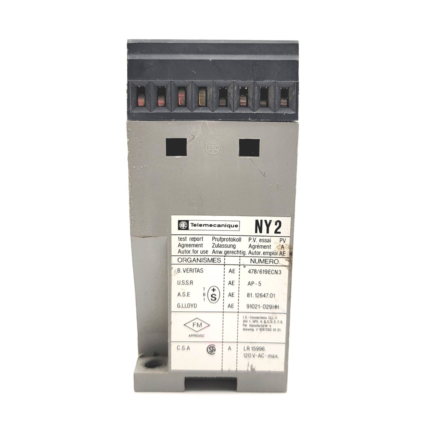Used Telemecanique NY2-F31 Intrinsically Safe Barrier Relay Dual Channel, 120/240VAC