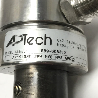 Used APTECH AP1910SM 2PW MV8 MV8 Diaphragm Regulator 2-100psi, 2-Port, 1/2" Face Seal
