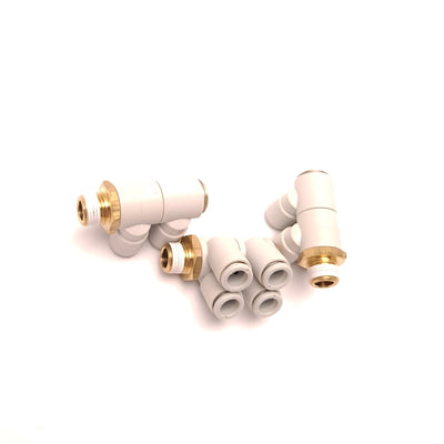 New – Open box Lot of 3 SMC KQ2ZD06-01AS Double Branch Universal Male Elbow Fitting 6mm R 1/8