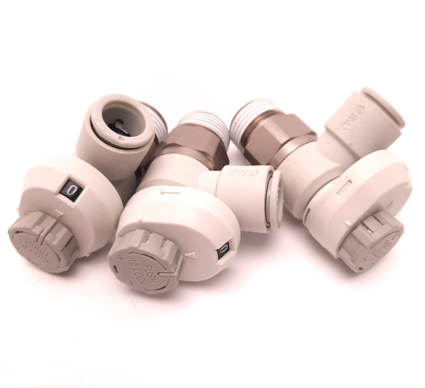 New – Open box Lot of 3 SMC AS32001FS-03-10S Flow Control with Fitting, R 3/8, Meter-Out, Elbow