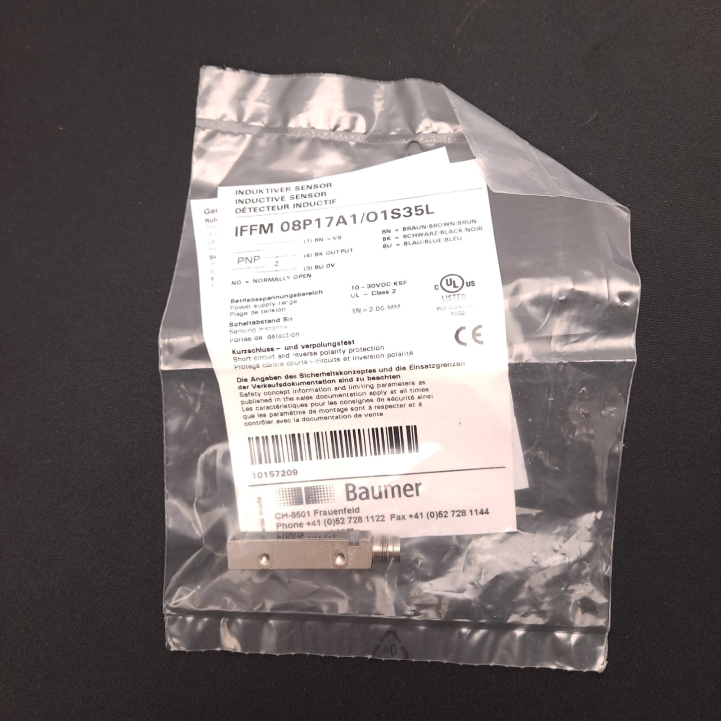 New Other Baumer IFFM 08P17A1/01S35L Inductive Proximity Sensor 10-30VDC 2mm Range PNP N.O
