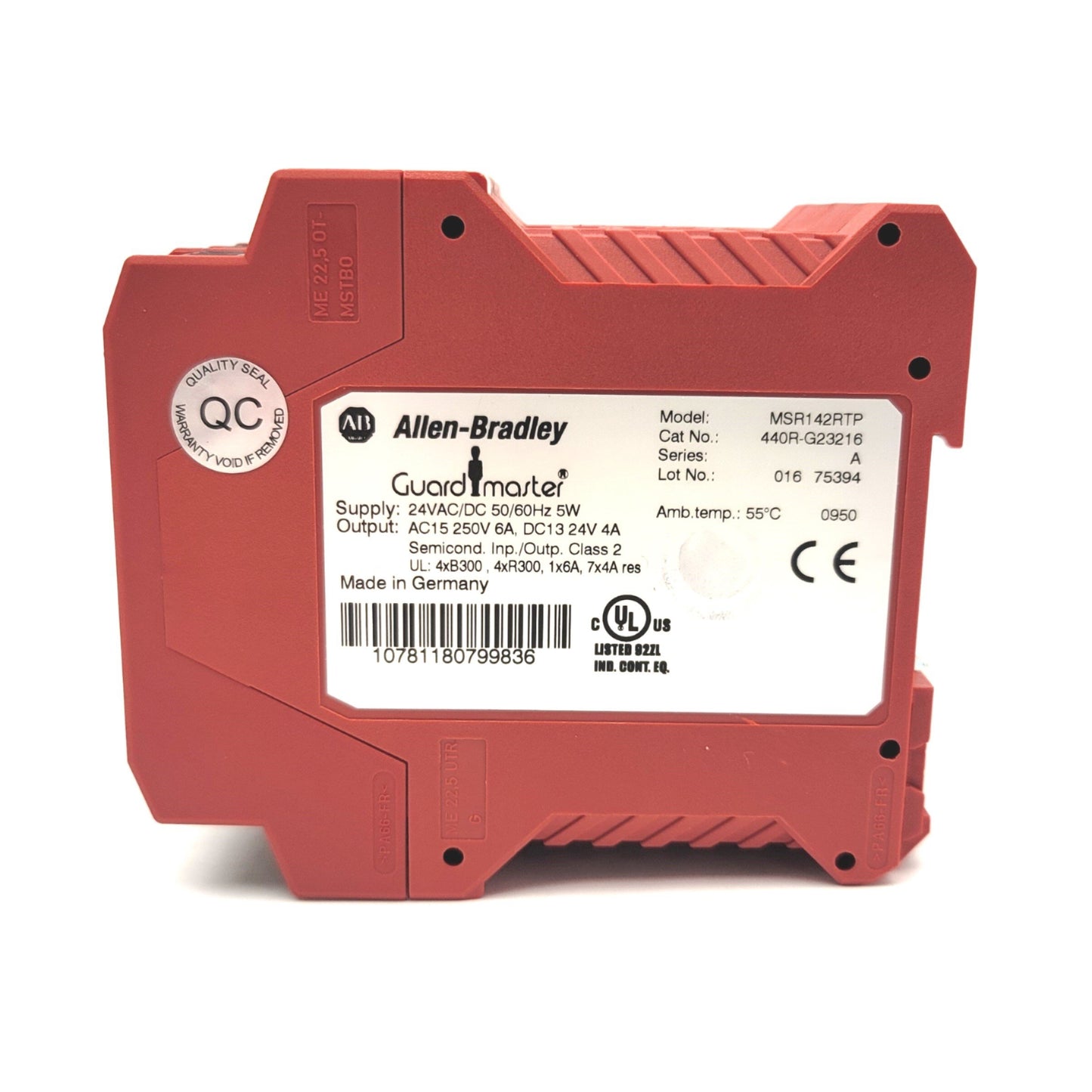 Used Allen Bradley 440R-G23216 Ser A Guardmaster Monitoring Safety Relay, 24V AC/DC