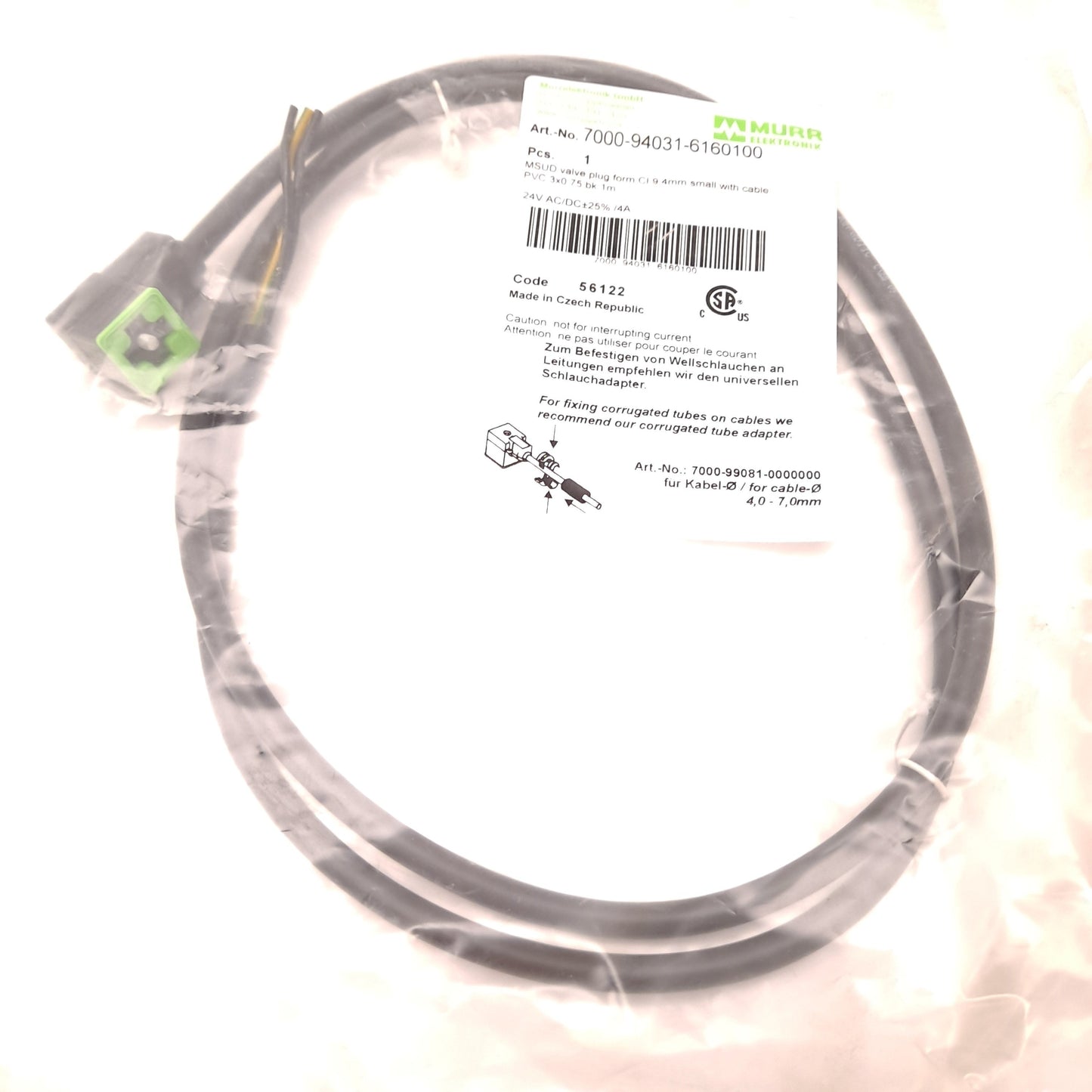 New Lot of 2 Murr 7000-94031-6160100 MSUD Valve Plug Form CI 9 24 VAC/DC 4 A 3 Wire