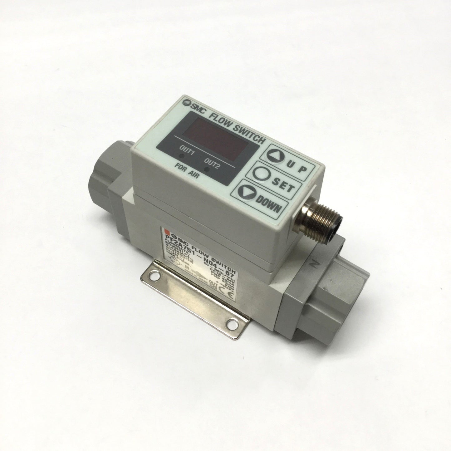 Used SMC PF2A751-N04-67 Digital Air Flow Sensor Switch 1/2" NPT, 50-500 LPM, 12-24VDC