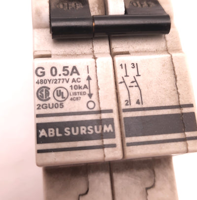 Used Altech 2GU05 Manual Motor Controller, 0.5 Amps, 277v AC, 2 Poles, Din Rail Mount