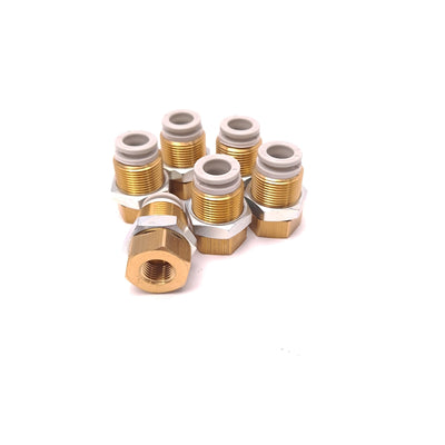 New Lot of 6 SMC KQ2E08-01 Fitting Bulkhead Connector R 1/8 RC 1/8" 8 mm Tube O.D