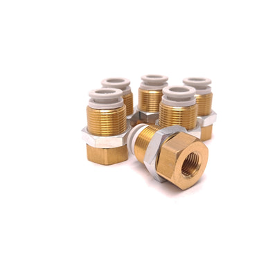 New Lot of 6 SMC KQ2E08-01 Fitting Bulkhead Connector R 1/8 RC 1/8" 8 mm Tube O.D