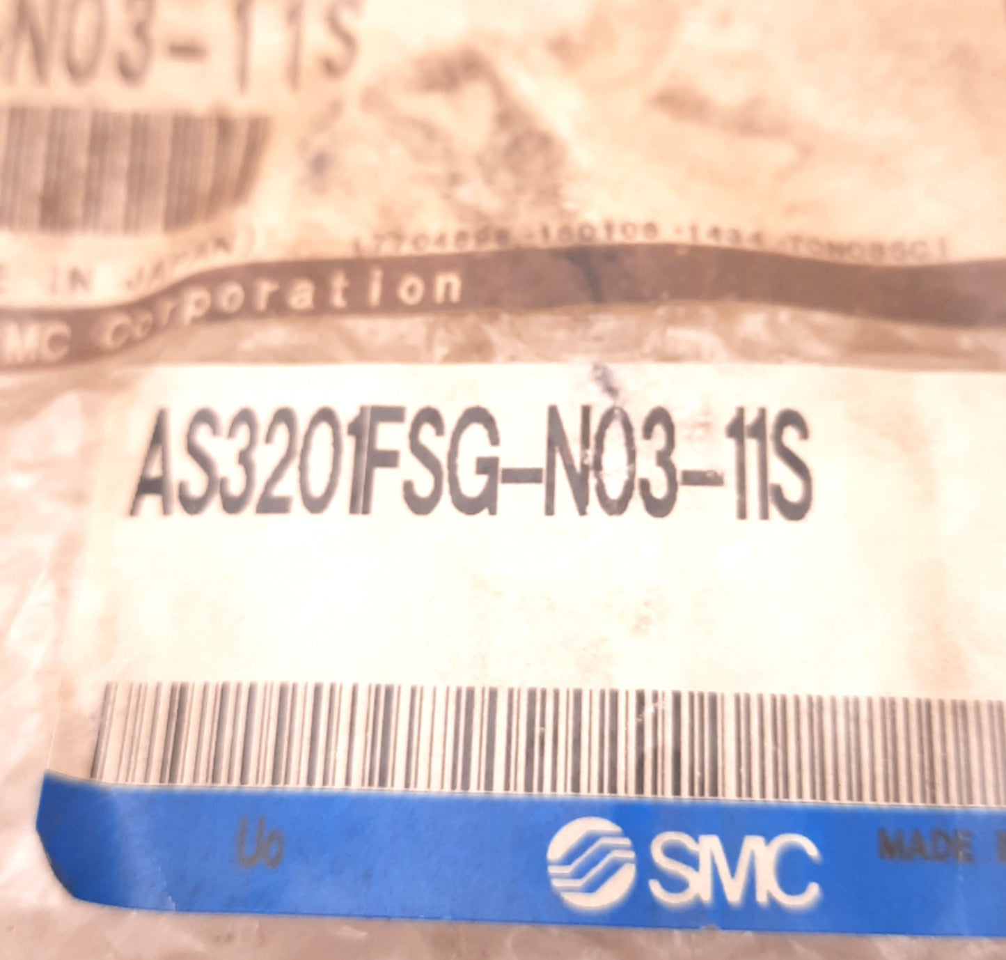 New – Open box SMC AS3201FSG-N03-11S Speed Control Valve, Meter-Out,3/8 NPT, 3/8 Tube,One Touch