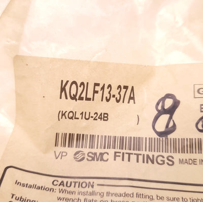 New – Open box Lot of 8 SMC KQ2LF13-37A Female Fittings, 1/2" NPT Female, 1/2" Tube, Elbow