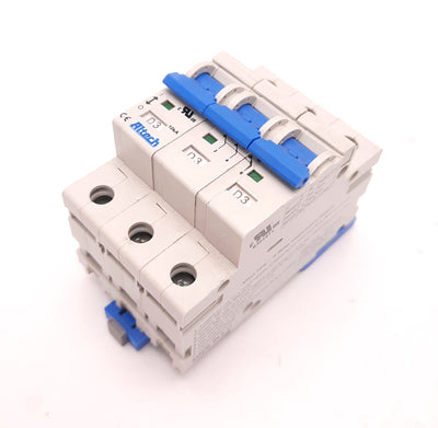New – Open box Altech 3DU3R Mini-Circuit Breaker, R Series, 3 Pole, 3 Amp, 480v AC, DIN Mount