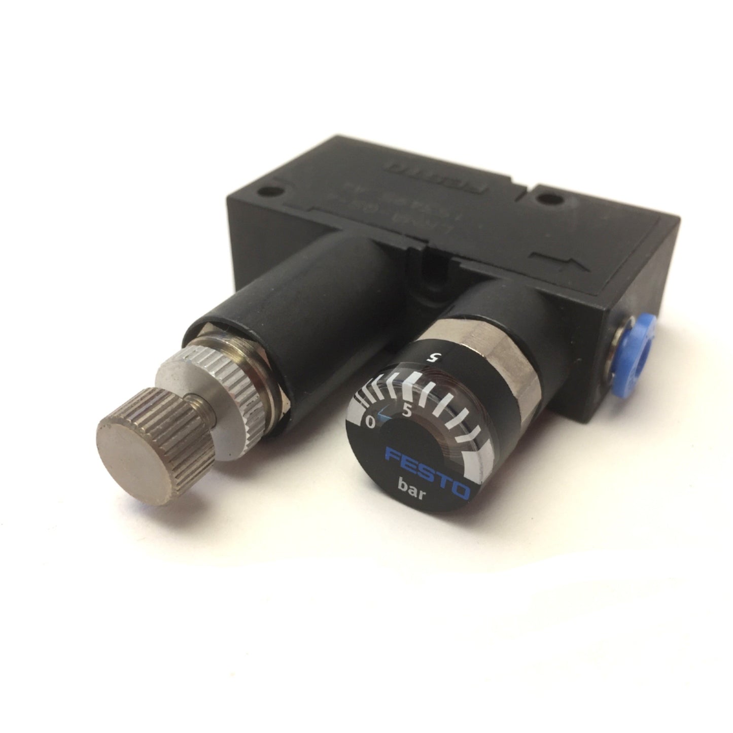 Used Festo LRMA-QS-4 Pneumatic Pressure Regulator 0-9 Bar Push In Connector 4mm 50l/m