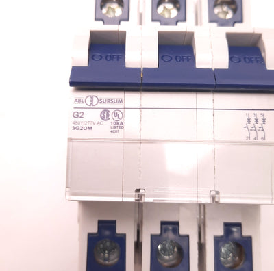 New – Open box Altech Corp. 3G2UM Circuit Breaker, 2 Amps, 277v Ac, 80v DC, 3 Pole, DIN Mount