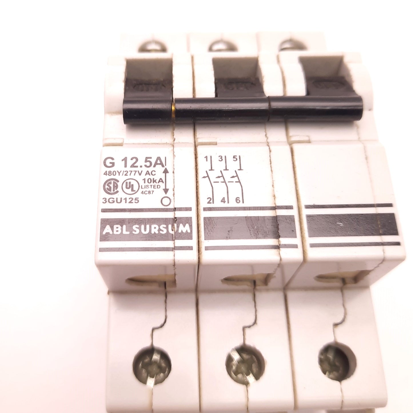 New – Open box Altech Corp 3GU125 Circuit Breaker, 12.5A, 480Y/277v AC, 3 Poles, Din Mounting