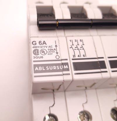 New – Open box Altech Corp 3GU6 Circuit Breaker, 6 Amps, 480Y/277v Ac, 3 Poles, DIN Mount
