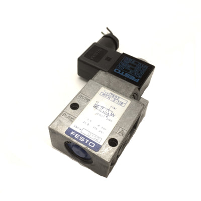 Used Festo MSFW-110 Pneumatic Solenoid Valve 110VAC 50/60Hz, MFH-3-1/8 3-Way 2-Pos NC