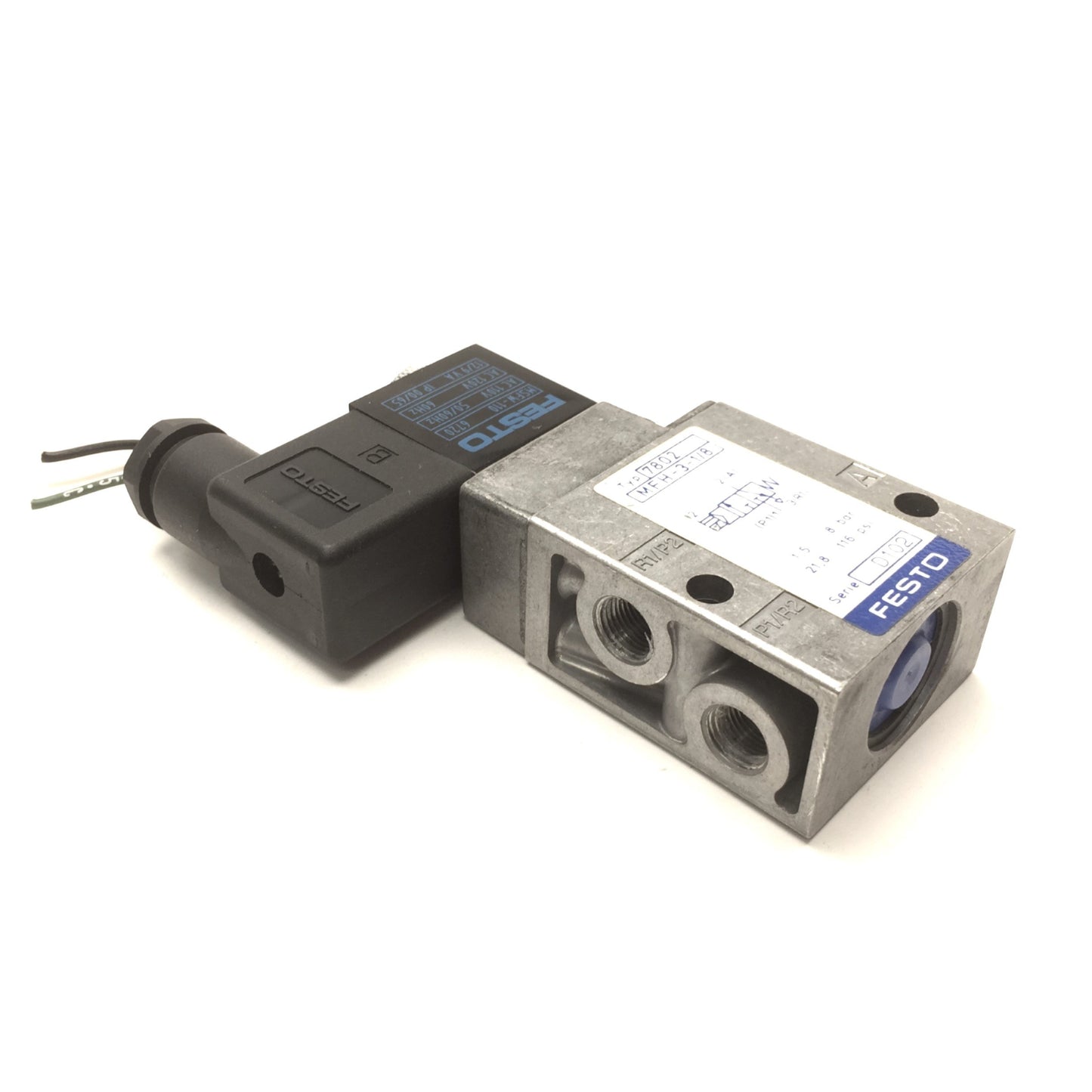Used Festo MSFW-110 Pneumatic Solenoid Valve 110VAC 50/60Hz, MFH-3-1/8 3-Way 2-Pos NC