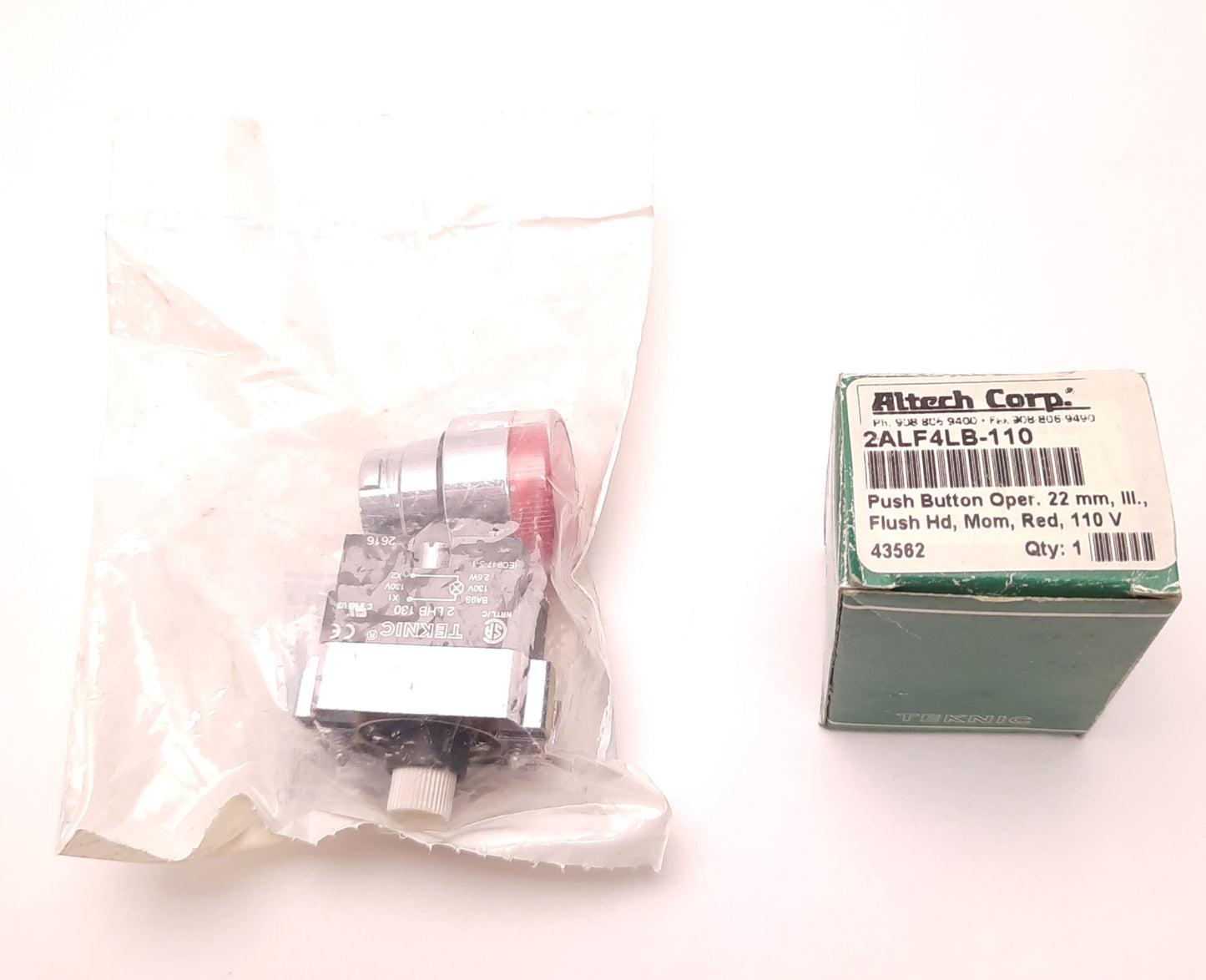 New – Open box Lot of 2 Altech Corp 2ALF4LB-110 Push-Button/Panel Mount, 10Amps, 110v Red