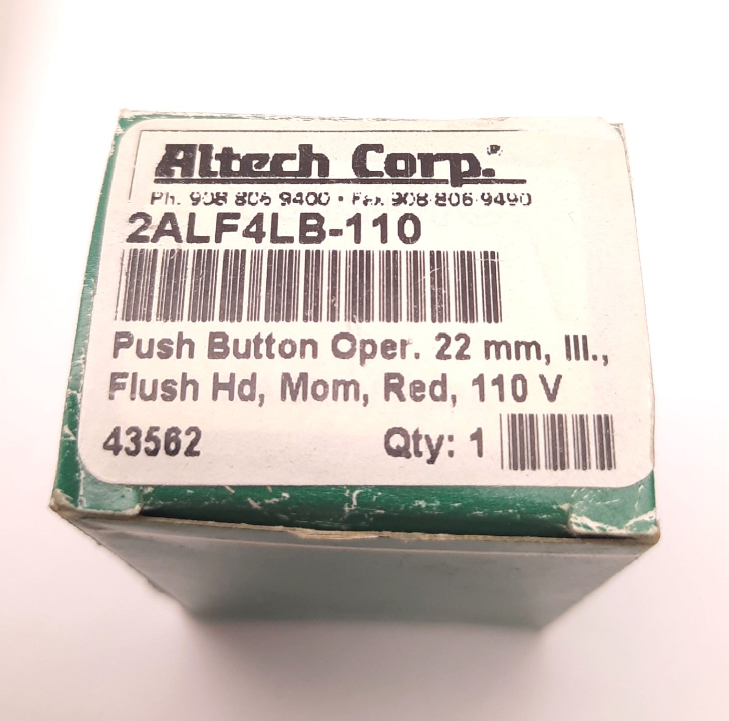 New – Open box Lot of 2 Altech Corp 2ALF4LB-110 Push-Button/Panel Mount, 10Amps, 110v Red