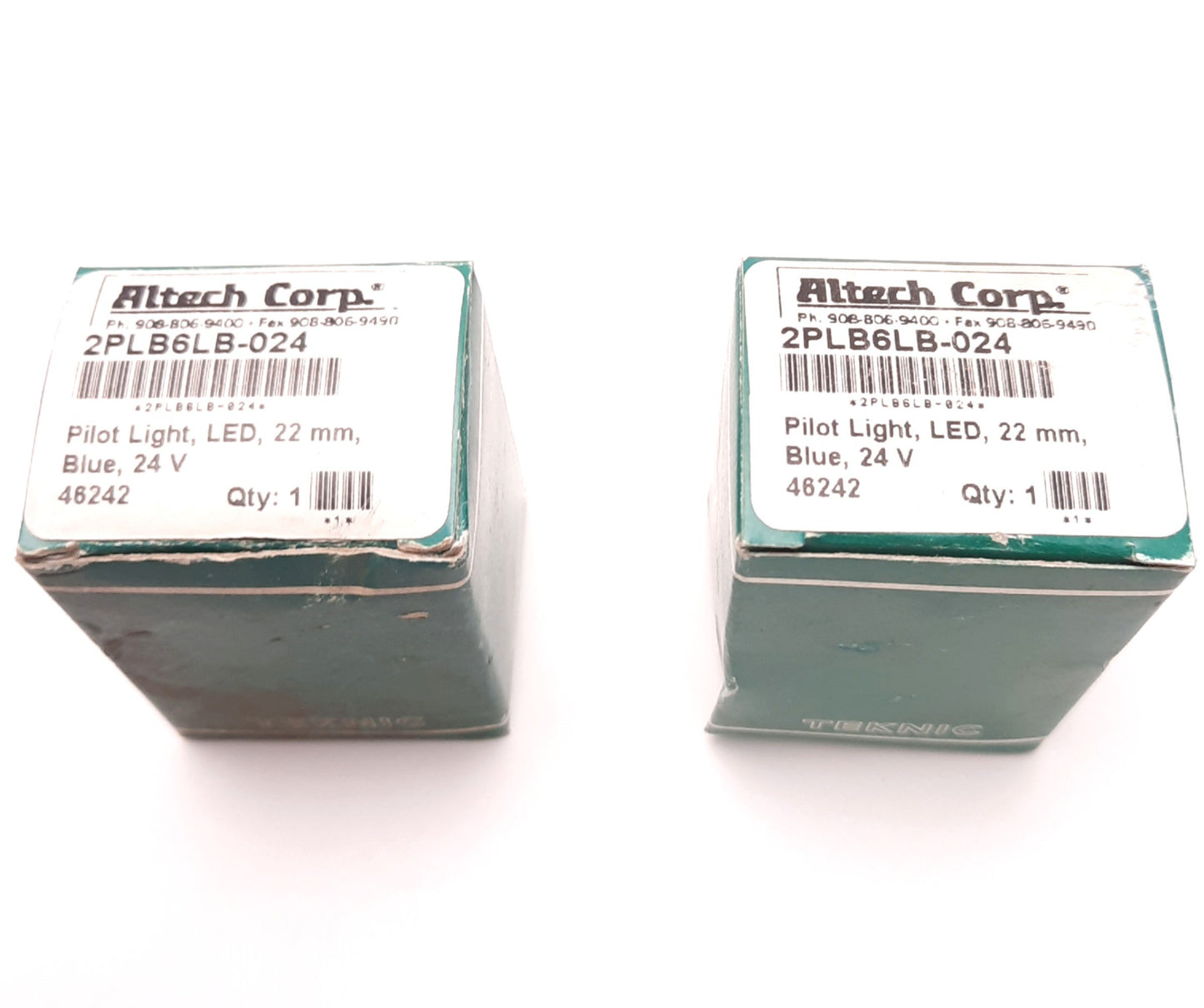 New – Open box Lot of 2 Altech Corp 2PLB6LB-024 Pilot-Light/Panel Mount, 22mm, 24v, Blue, 20mA