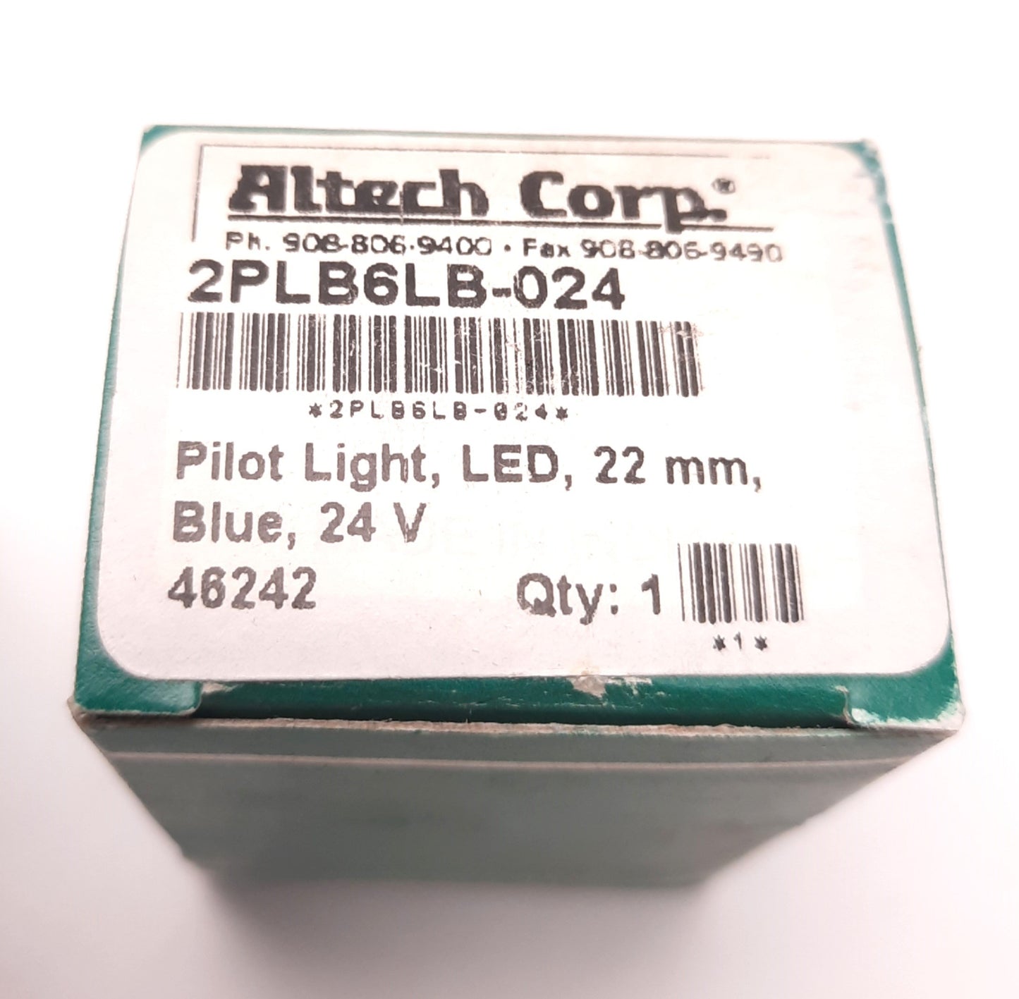 New – Open box Lot of 2 Altech Corp 2PLB6LB-024 Pilot-Light/Panel Mount, 22mm, 24v, Blue, 20mA
