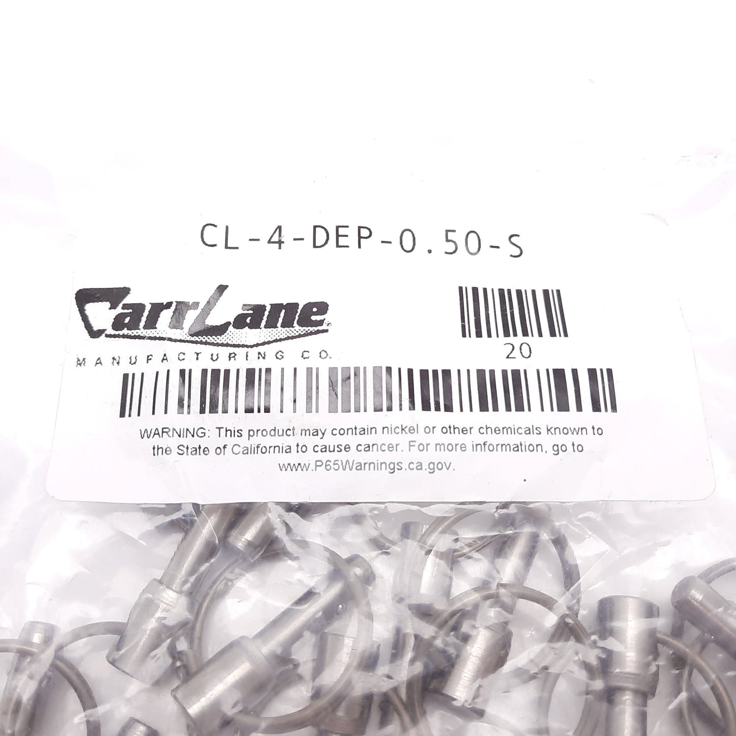 New Lot of 20 CarrLane CL-4-DEP-0.50-S Detent Alignment Pin, 1/4" Dia, 1/2" Grip