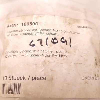 New – Open box Lot of 10 Tslots 671091 Clip-Cable-Binding with Hammer Nylon 45S, A2=5.9mm
