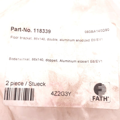 New – Open box Lot of 2 Fath 093BA140D90 Floor Bracket Mount, 86x140, Double Profile, 45 Series
