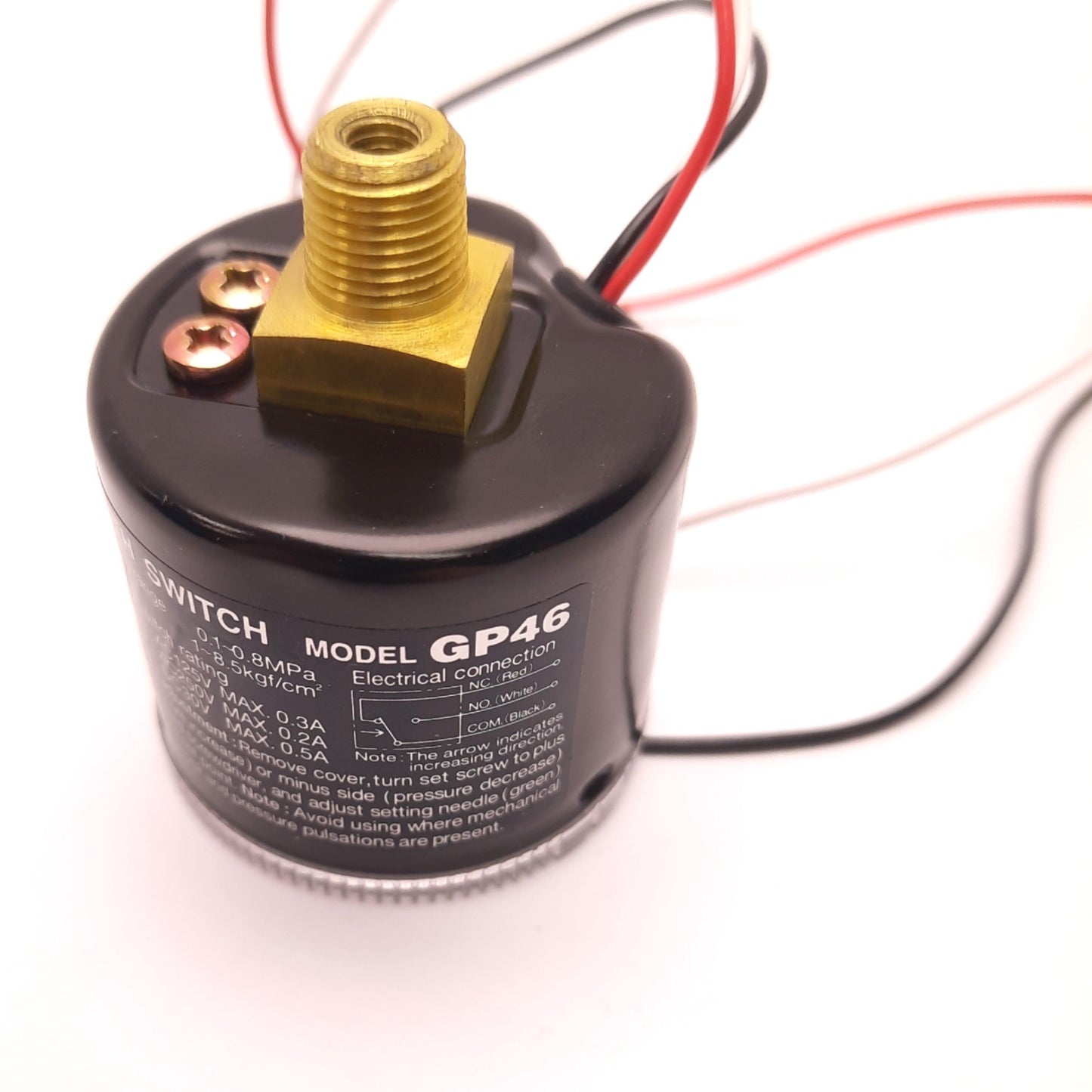 Used SMC GP46 Pressure Gauge With Switch, 0 to 1.0 MPa 1/8 NPT Thread Limit Indicator
