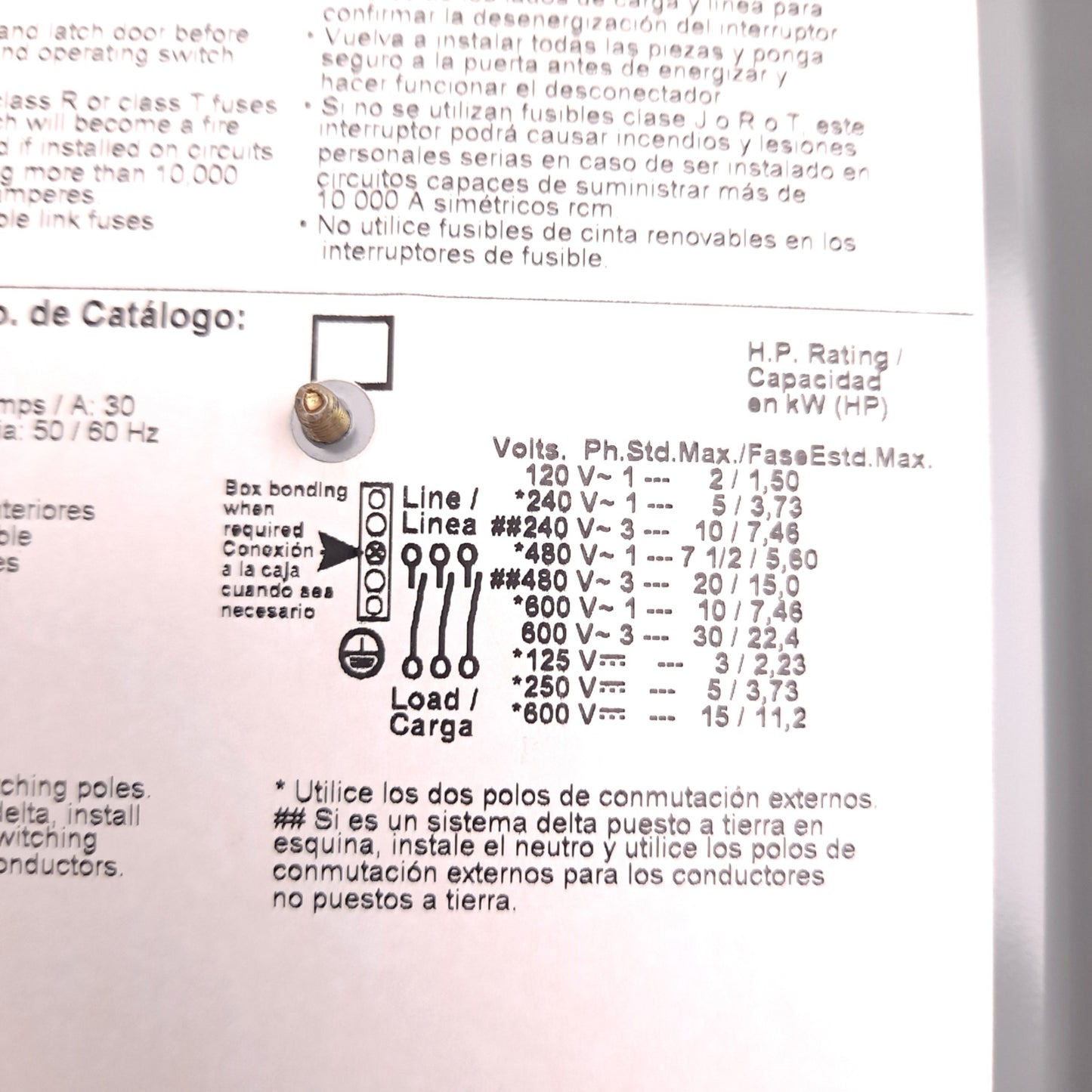 Used SQUARE D HU361 Single Throw Safety Switch 3 Pole 600 VAC 600 VDC 30 A