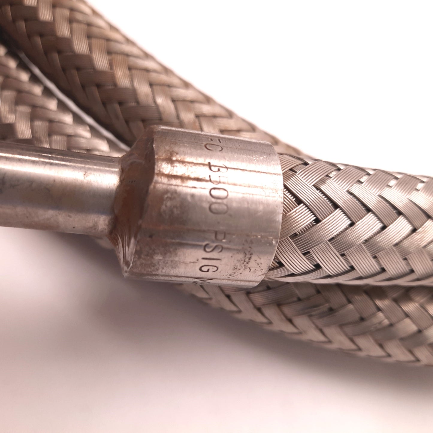 Used Parker 4690 Metal Braided Metal Hose, 3500 PSIG Max, TU Universal Tube Stub