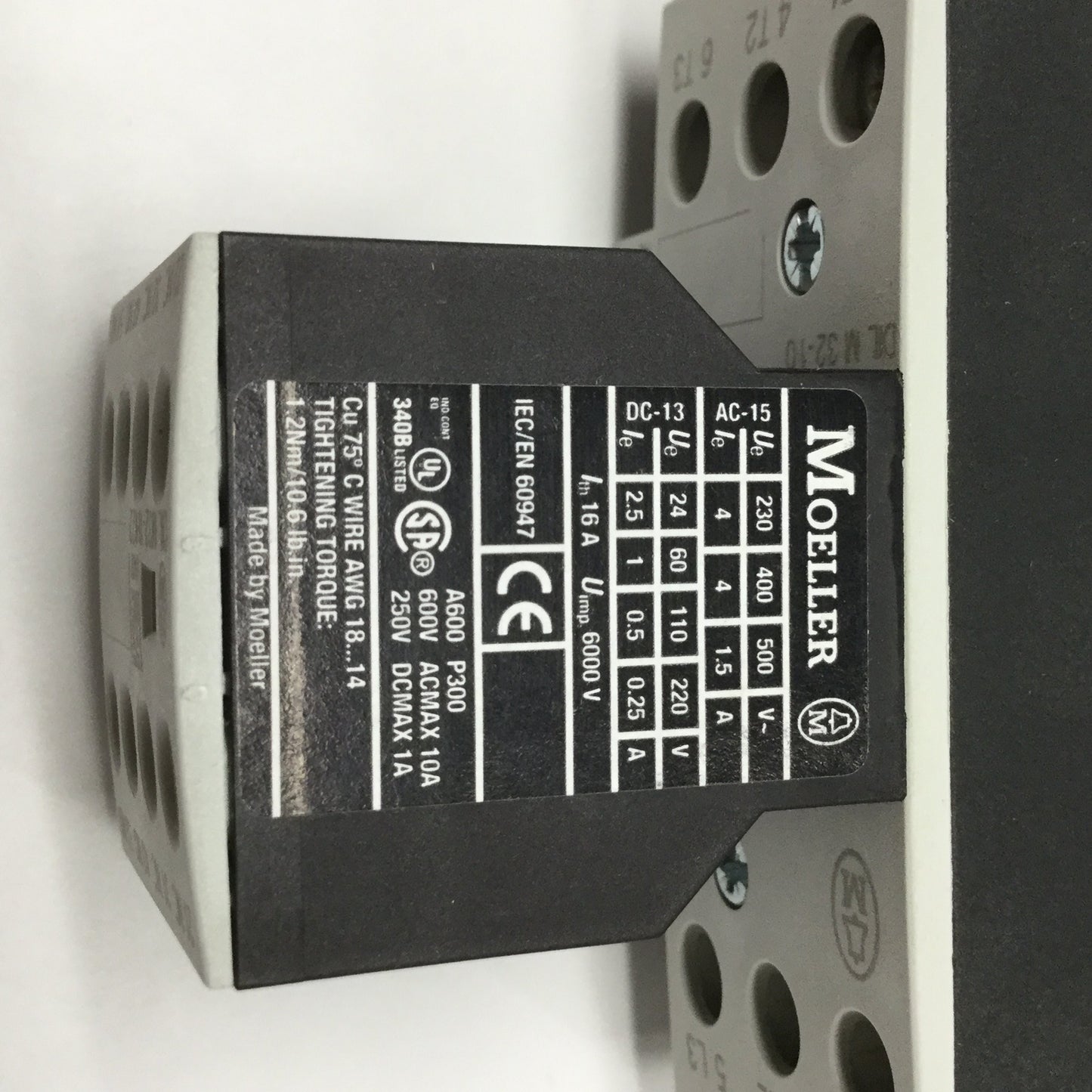 Used Moeller Eaton DIL M32-10 Contactor 3-Pole, 24VDC Coil, 40A 600V, w/ 3NO-2NC Aux