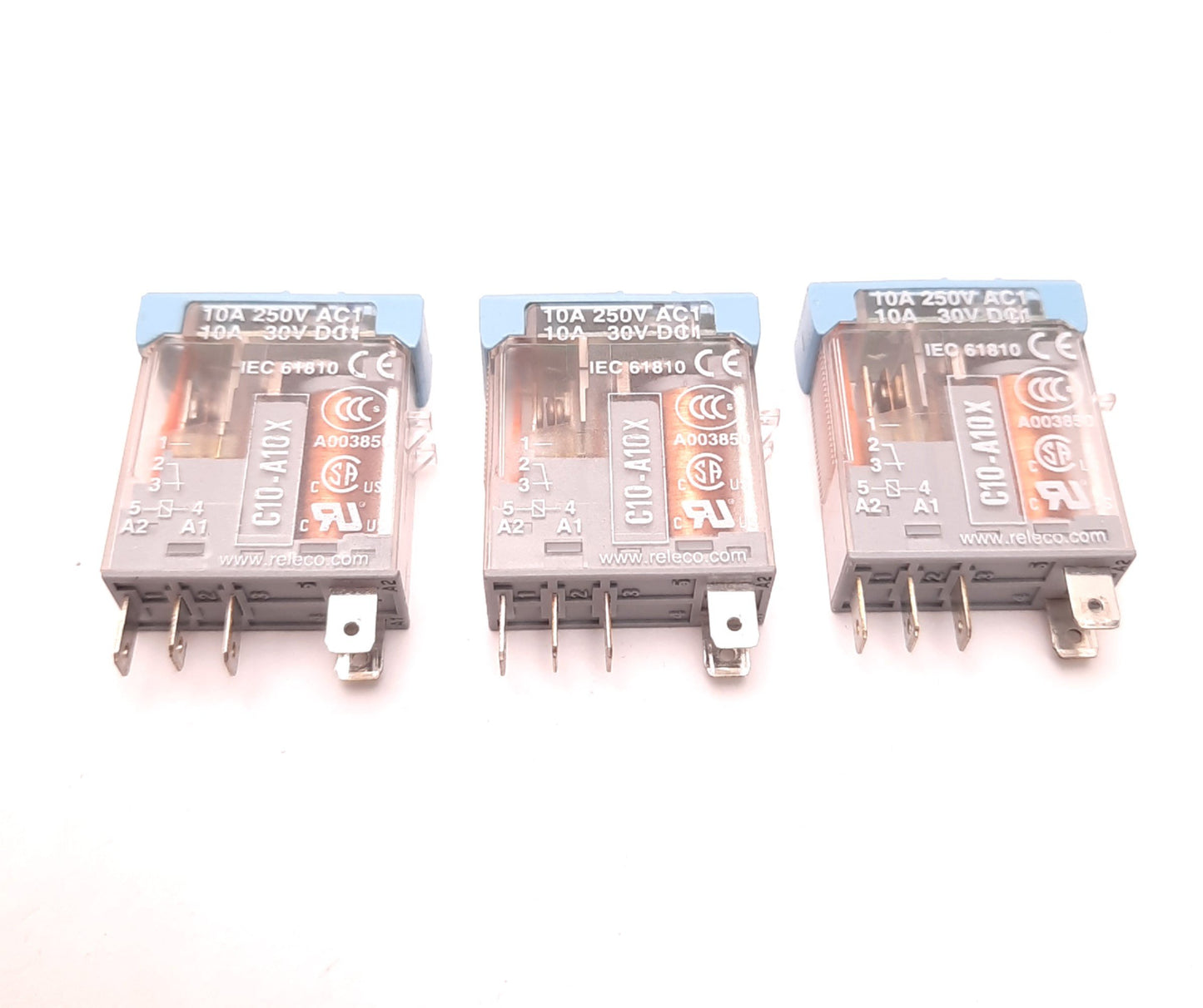 Used Lot of 3 Turck C10-A10X Interface Relays, SPDT, 24v DC, 10A, Single Pole,250v AC