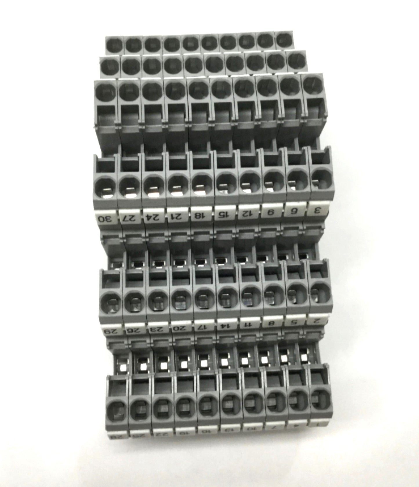 Used Lot of 10 WAGO 870-551 Triple-Deck Through Terminal Blocks 24A, 500V, 6-Point
