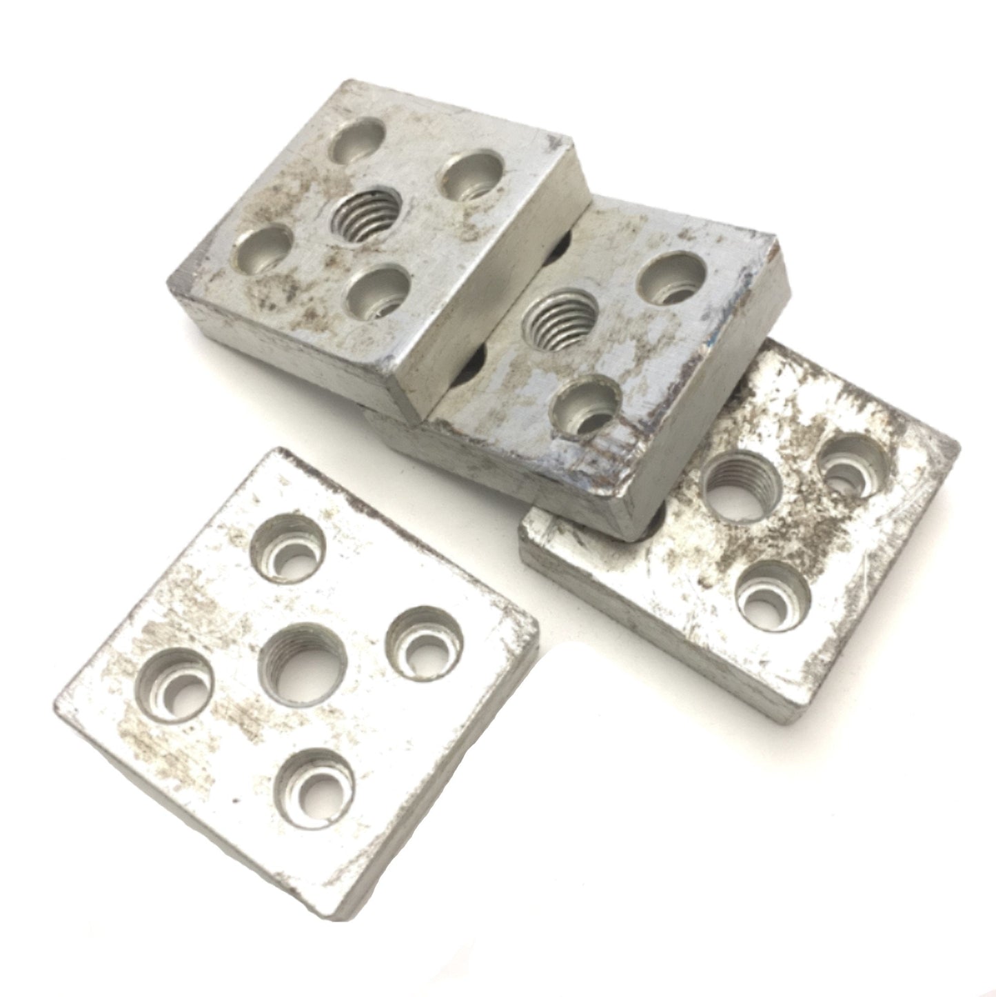 Used Lot of 4 80/20 2132 Aluminum Extrusion Base Plate 2x2" 5-Hole 1/2-13Tap 10Series