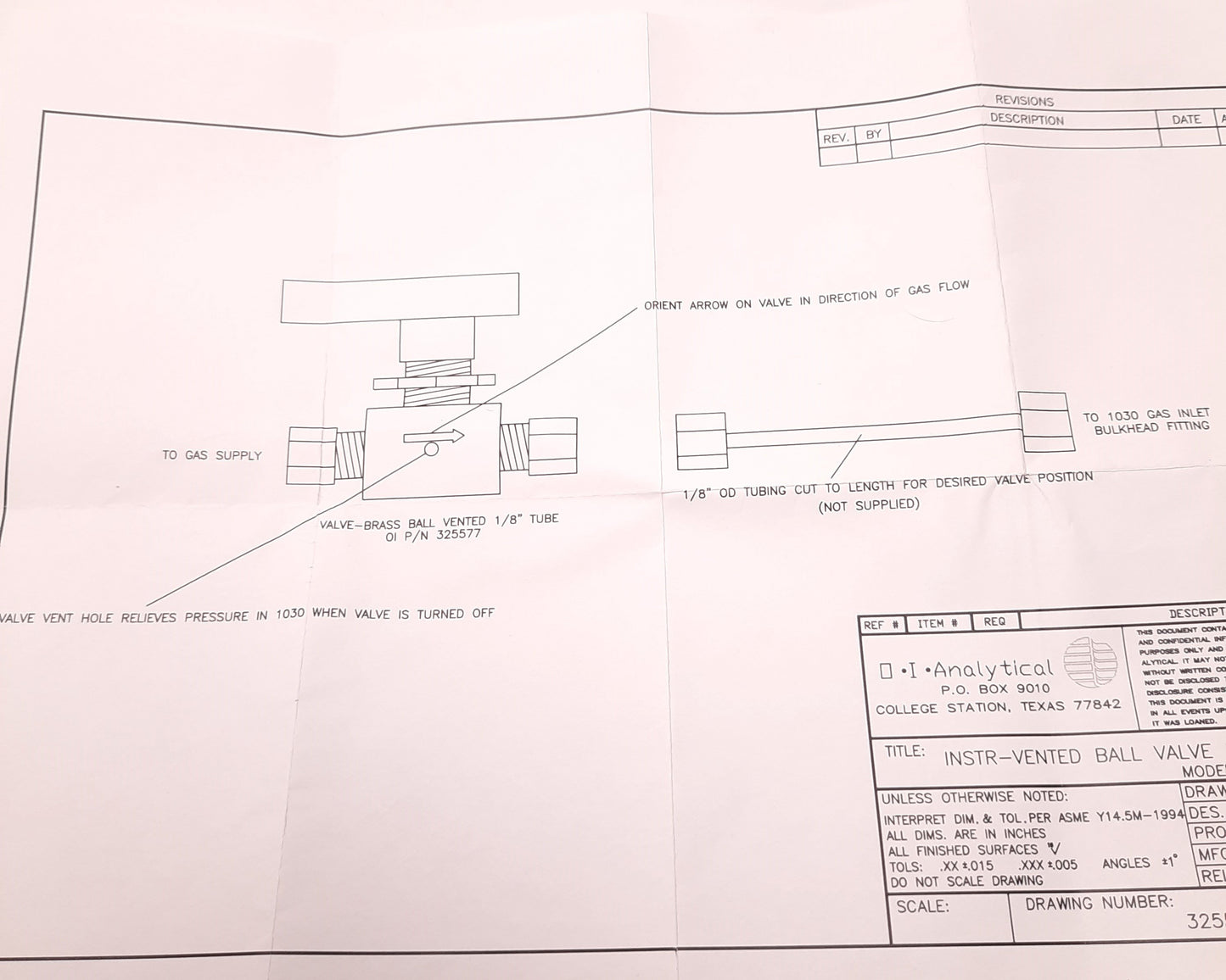 New – Open box Swagelok B-41VS2-SC11 Brass 1 Piece Vented Ball Valve 1/8" Tube, W/ Instructions