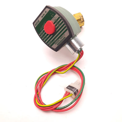 Used ASCO 8030G17 Brass Solenoid Valve 1/2" Pipe, 15 Psi Air/Water, 16.1 Watts