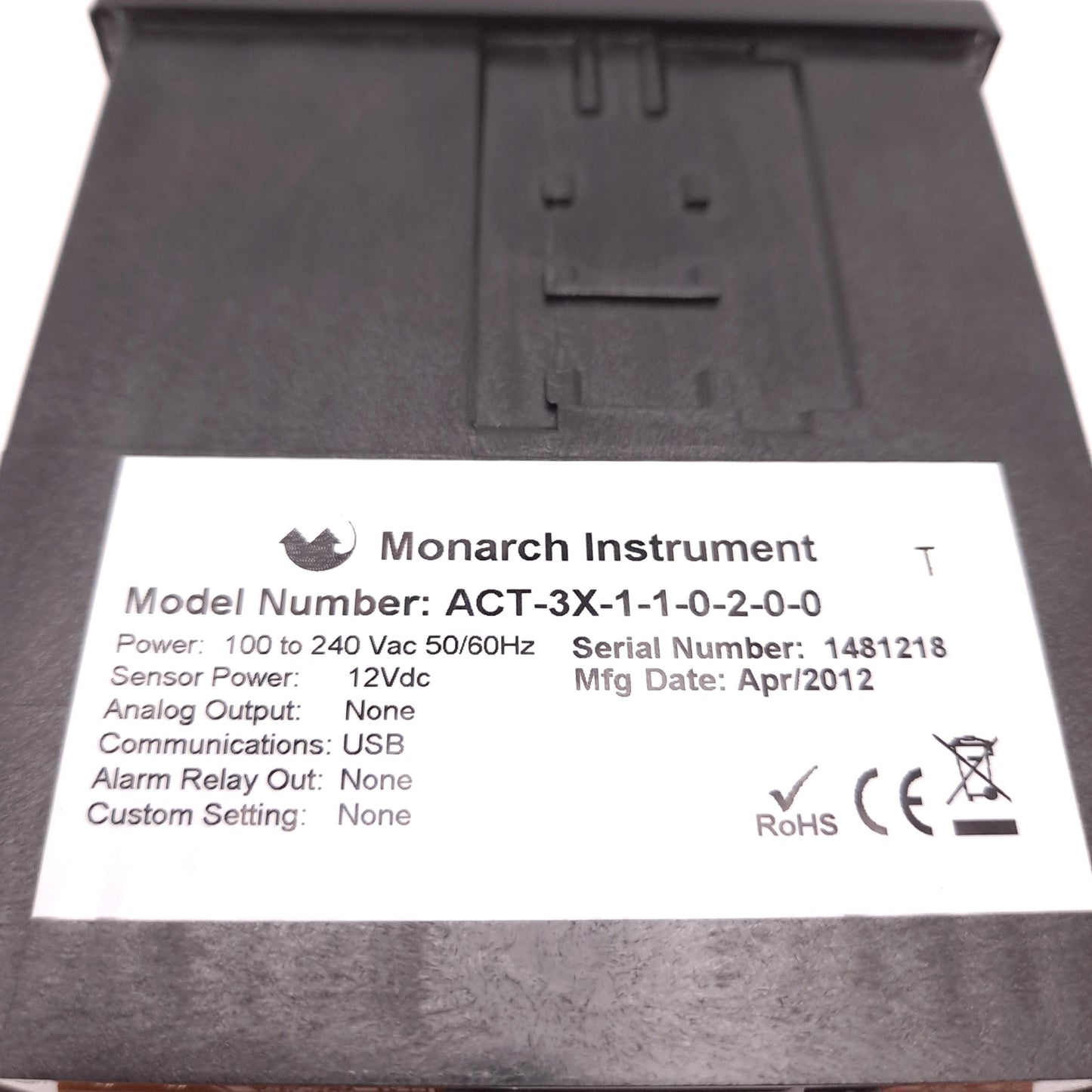 Used Monarch Instrument ACT-3X-1-1-0-2-0-0 Panel Tachometer & Totalizer 100-240 VAC