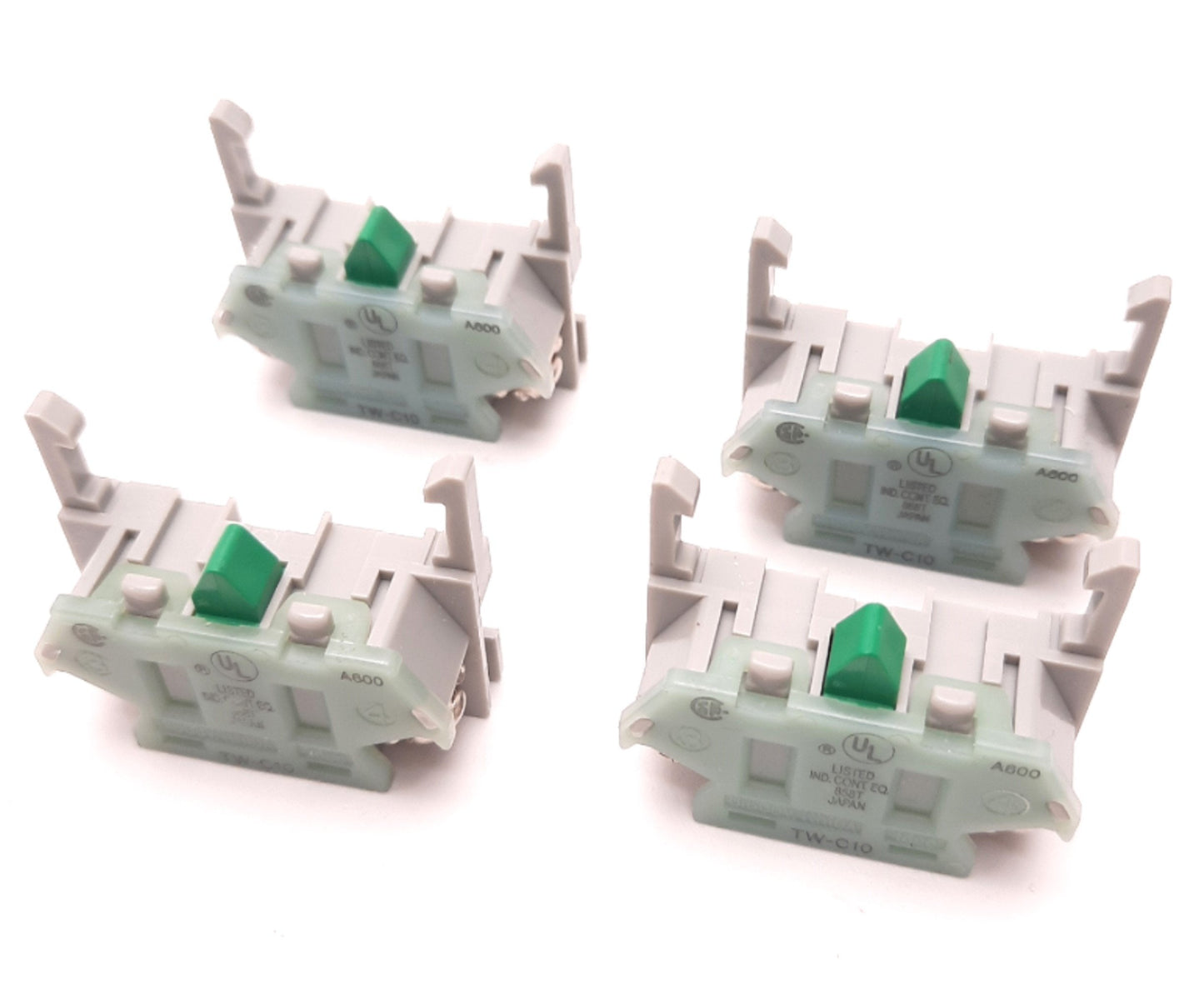 Used Lot of 4 IDEC TW-C10 Contact Block, 10 Amps, 600 Volts AC, One N.O. Contact