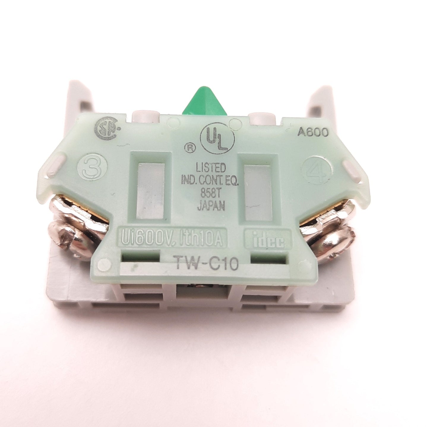 Used Lot of 4 IDEC TW-C10 Contact Block, 10 Amps, 600 Volts AC, One N.O. Contact