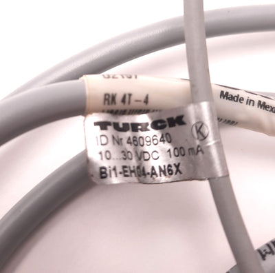 Used Turck Bi1EH04AN6X Inductive Proximity Sensor, Range 1mm, NPN Output, 4608540