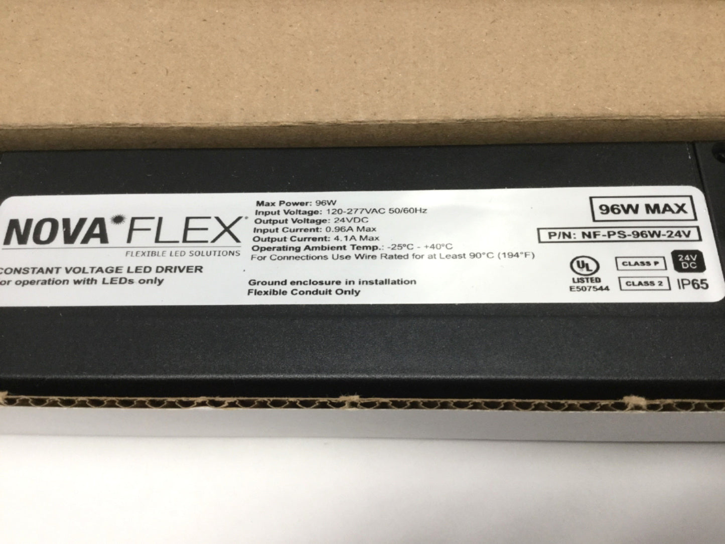 New Nova Flex NF-PS-96W-24V Non-Dimming Constant Voltage LED Driver 24VDC, 4.1A Max