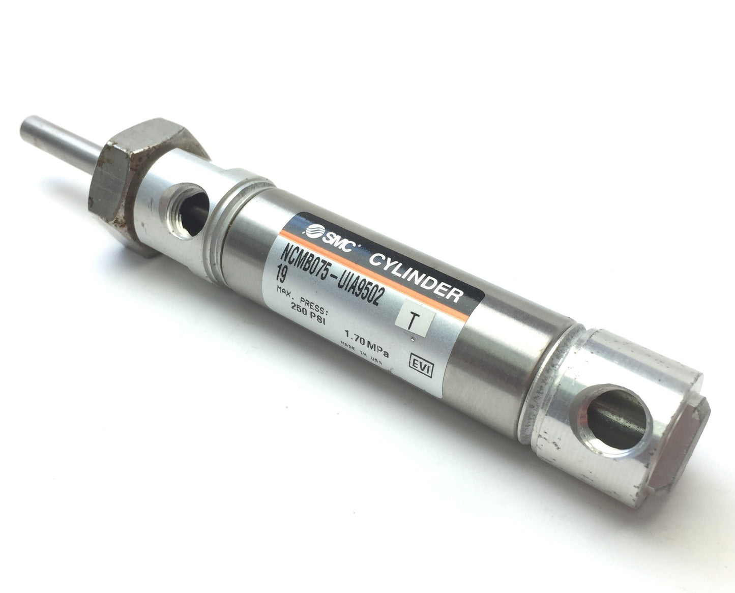 Used SMC NCMB075-UIA9502 Double Acting, Rod Pneumatic Cylinder, Bore 3/4" Stroke 1"