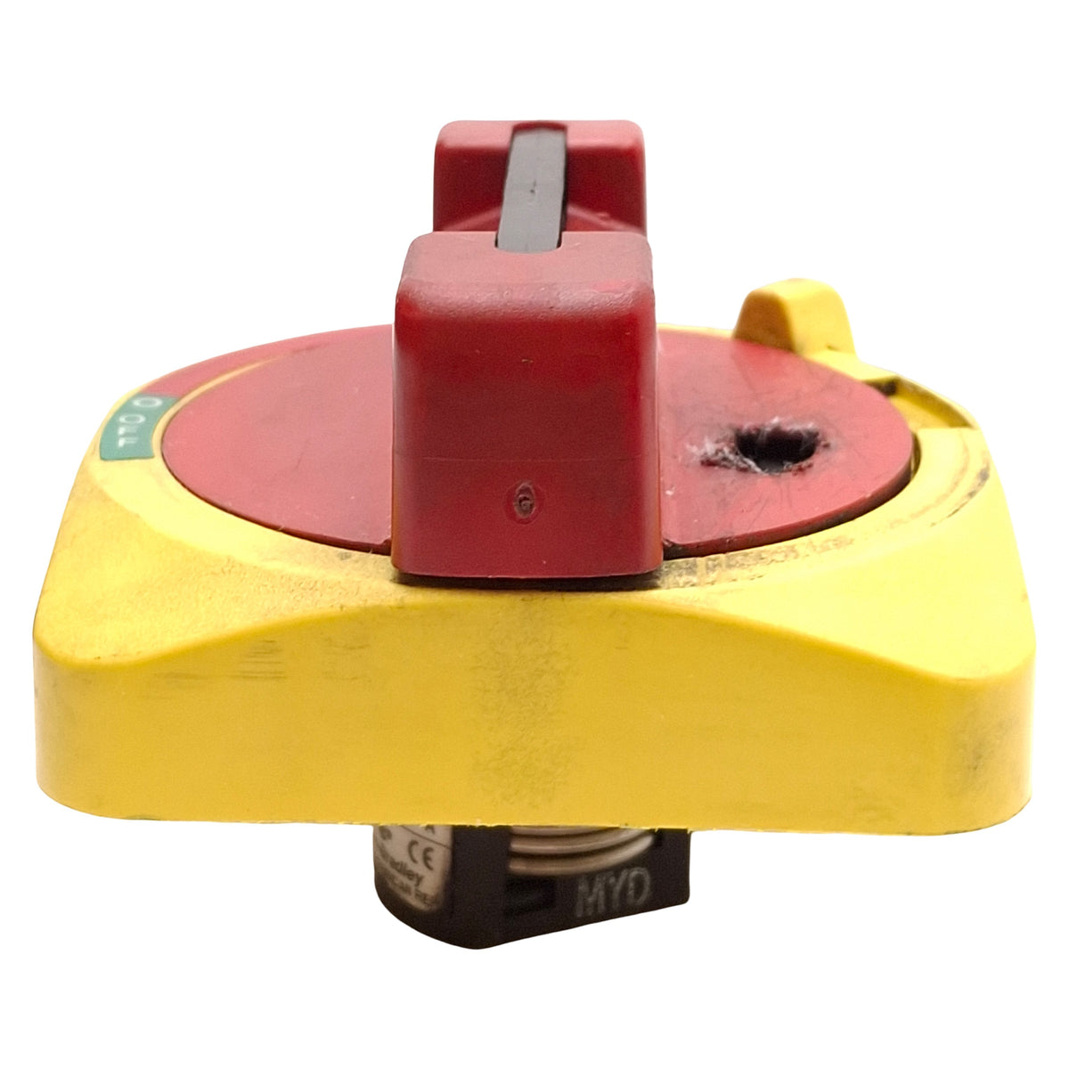 Used Allen Bradley 194R-HS4E Disconnect Switch Handle, Red/Yellow, 90° 2-Position