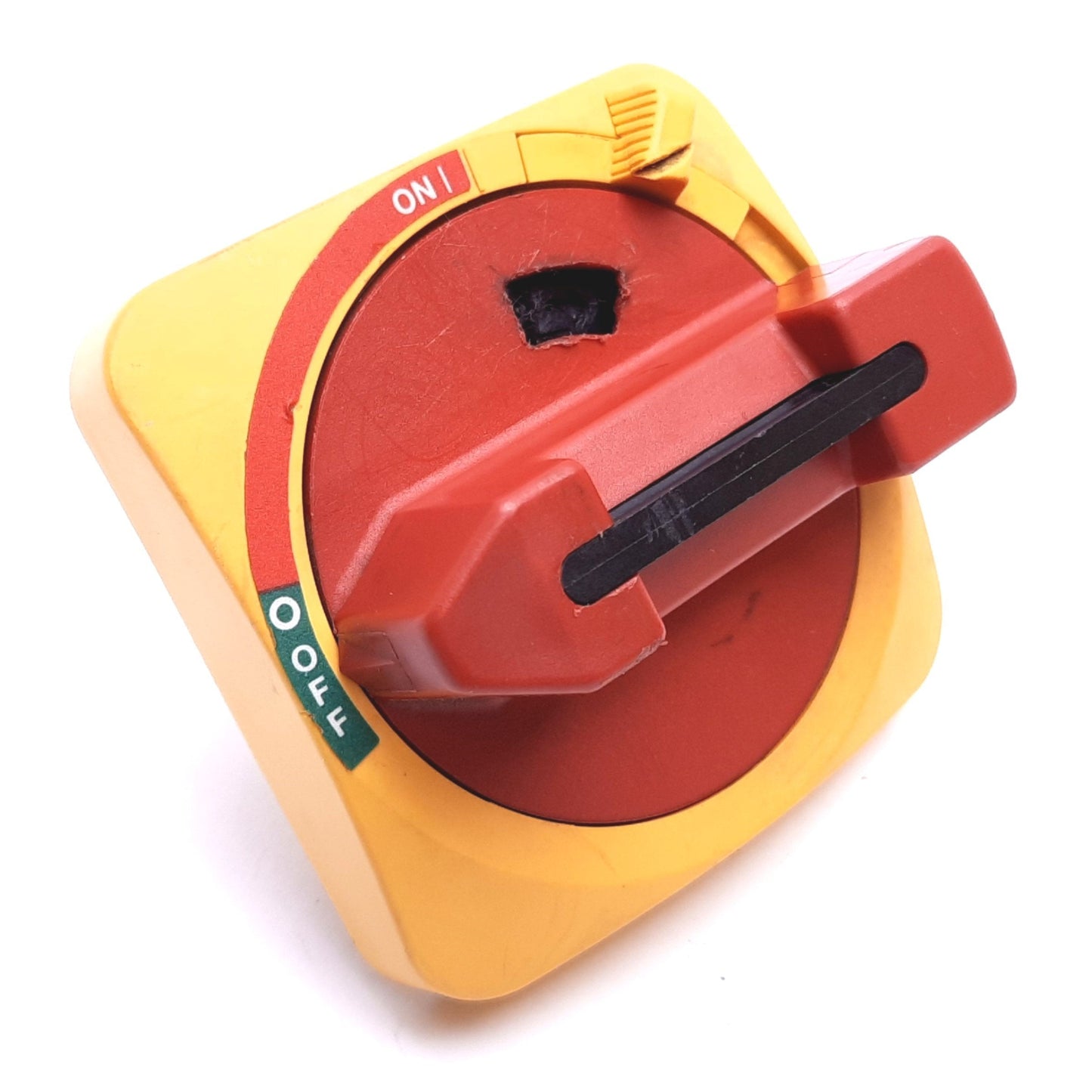 Used Allen Bradley 194R-HS4E Disconnect Switch Handle, Red/Yellow, 90° 2-Position